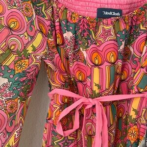 NWT ModCloth Hot Pink Retro Groovy Star Babydoll Dress